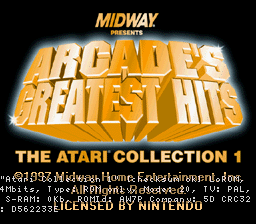 Arcade's Greatest Hits - The Atari Collection 1 (Europe) Title Screen